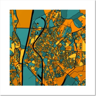 Seville Map Pattern in Orange & Teal Posters and Art